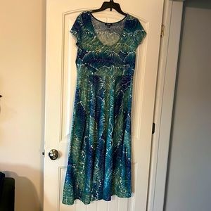 Bluish green long maxi dress